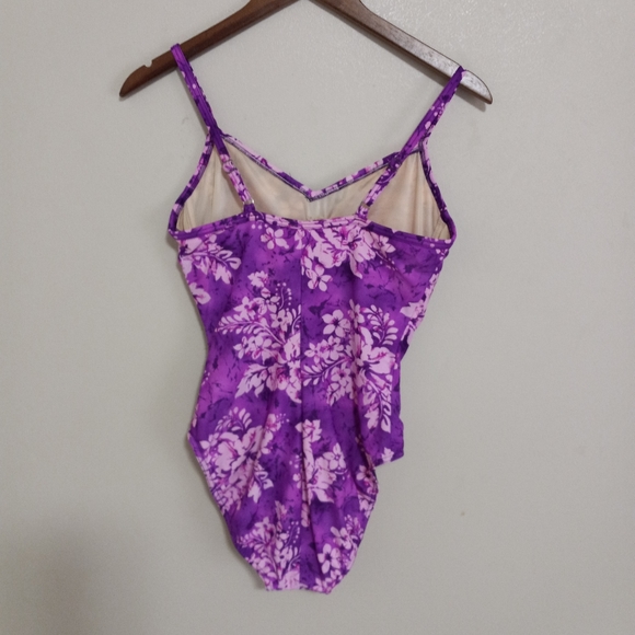 Lands End 12 Underwire One Piece Swim Suit in Purple Tahitian Floral - Picture 3 of 7